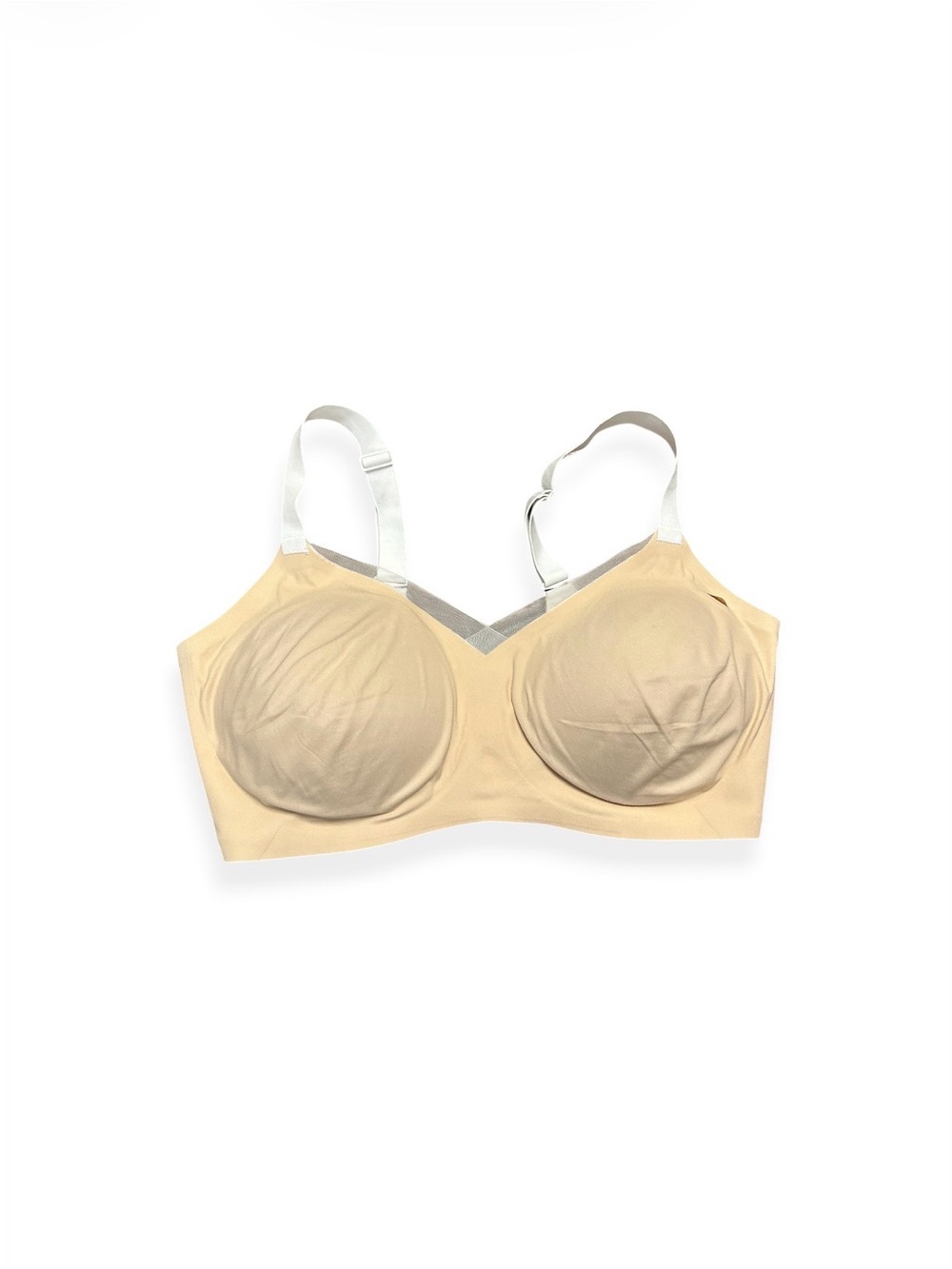 NWOT Honeylove Wireless Crossover Full Coverage Bra, Beige/white, 1X+